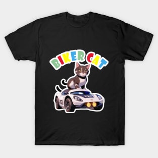 Biker Cat,Racer Cat T-Shirt